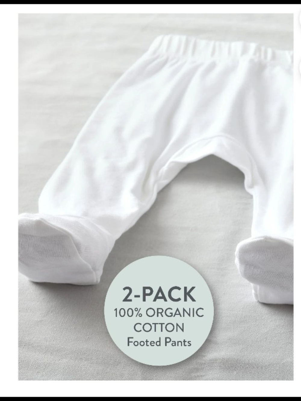 The Honest Company White Organic Cotton Footed Baby Pants - 2-Pack